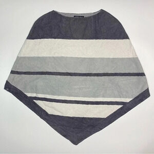 Barefoot Dreams Cozychic Ultra Lite OS Ocean Breeze Poncho Blue Water Stripe